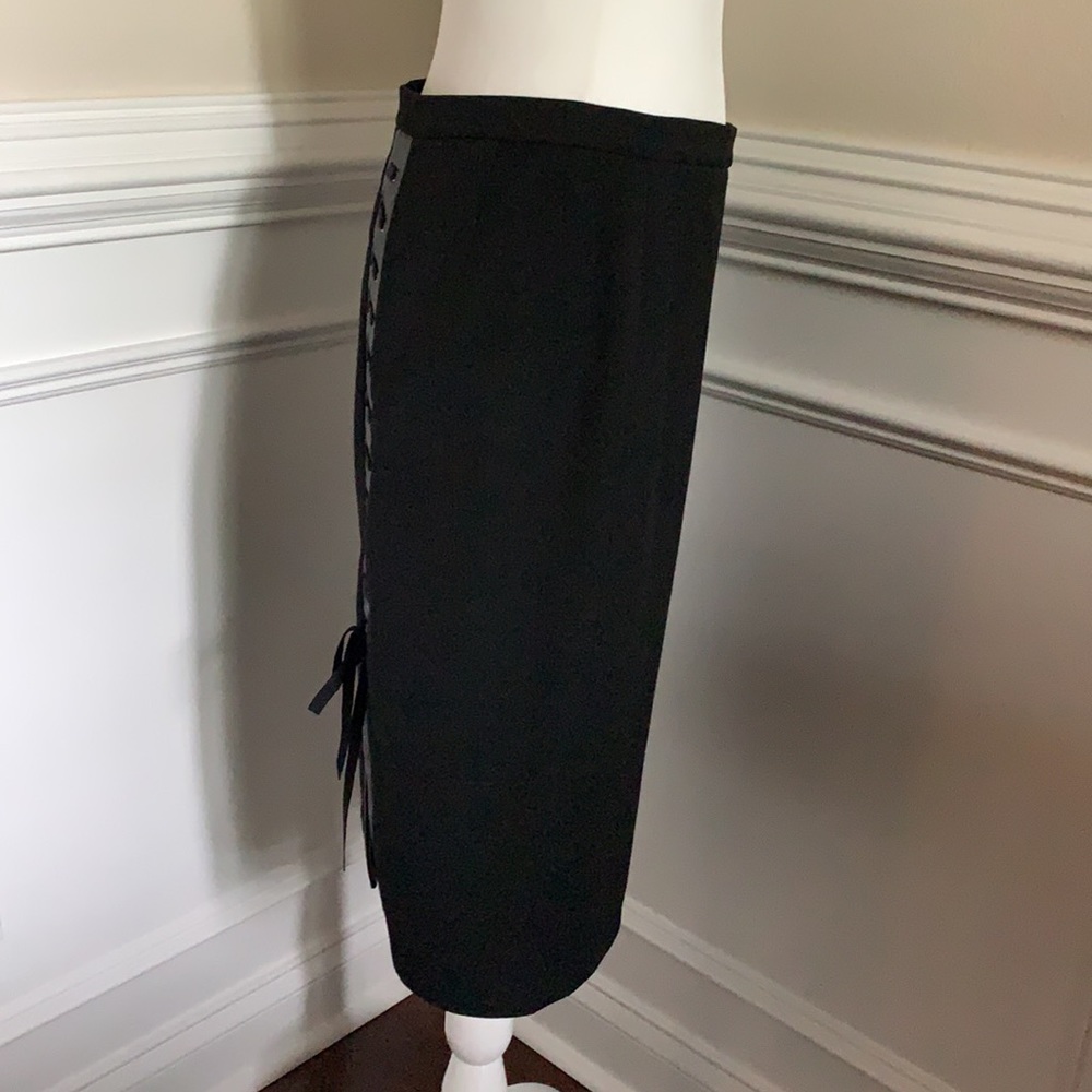 BCBG MaxAzria Black Pencil Skirt with Leather Lace-up on Back - Picture 5 of 5